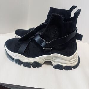 JLO Jennifer Lopez Womens Cement 82 Black Fashion Sneakers 8 chunky Platform